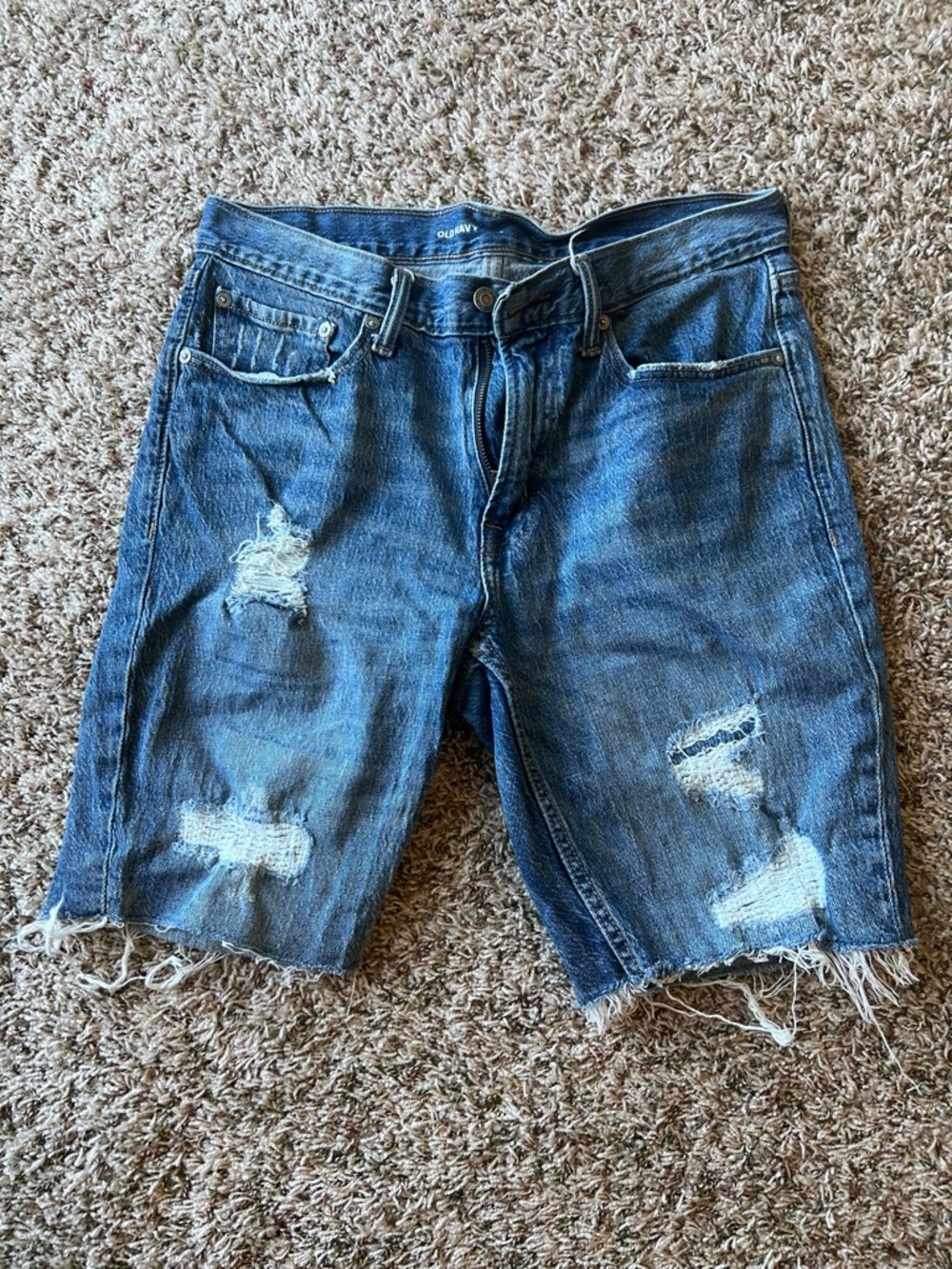 Old Navy Men's Distressed Blue Denim Jean Shorts